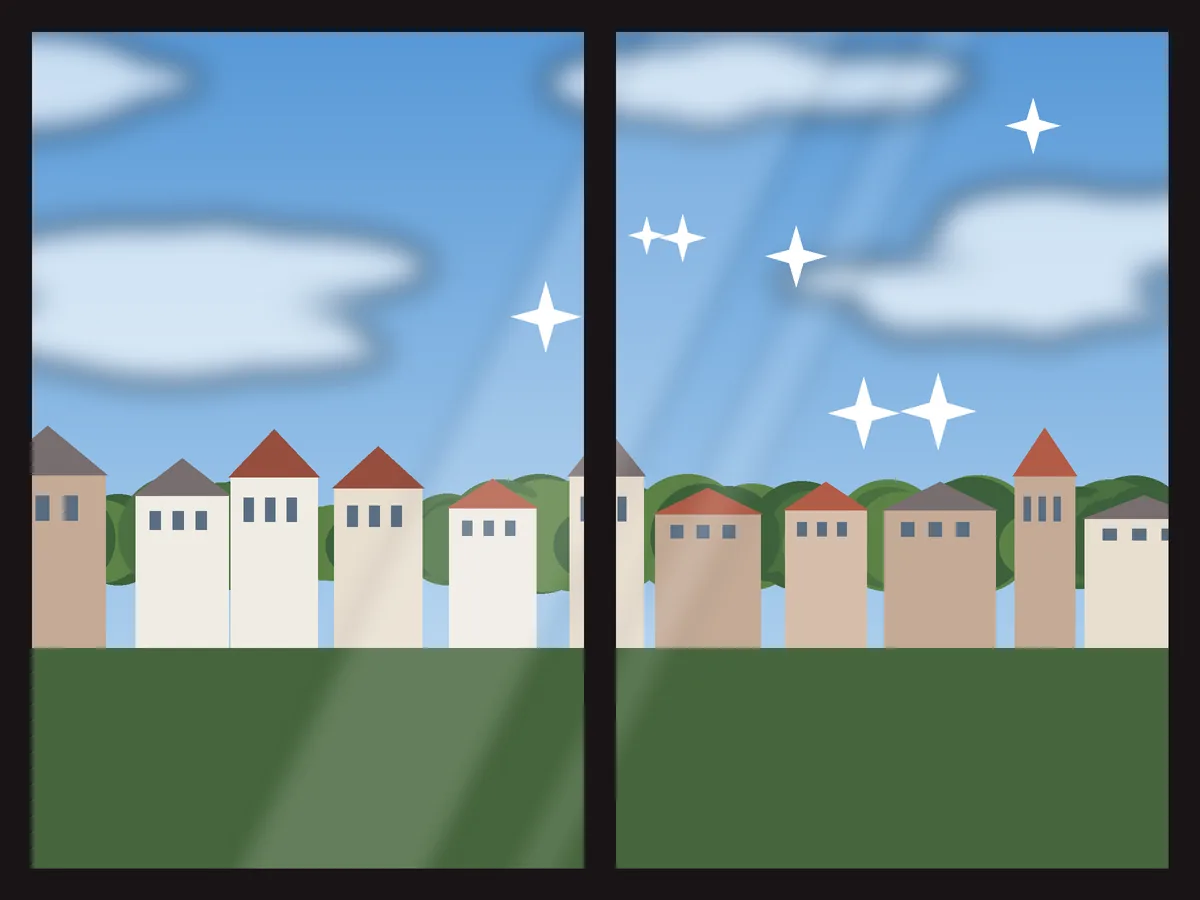 Tijdelijke beeldplaats voor een raam na de schoonmaak